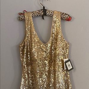 Marina Gold Sequin Maxi Dress size 8